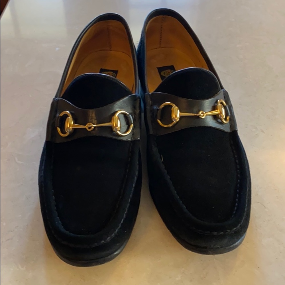 Vintage Gucci Black suede loafers